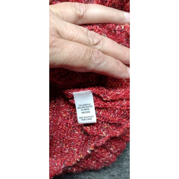 Cato Womens Small Sweater Hoodie Red Kamgaroo Pocket Long Sleeve Ribbed Pullover - Picture 5 of 11